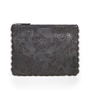 NWOT ZIMMERMANN Black Leather Floral Cutout Clutch